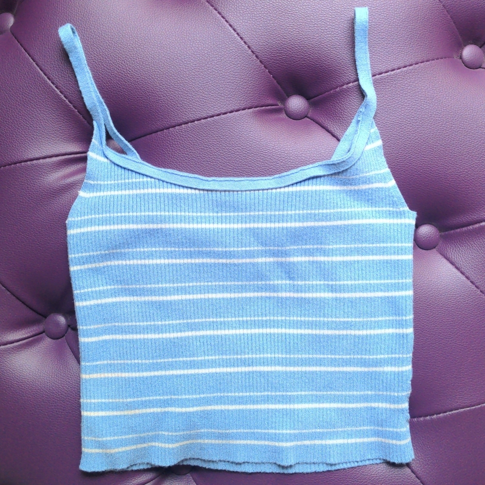 LA Hearts Blue Striped Women's Crop Tank Top